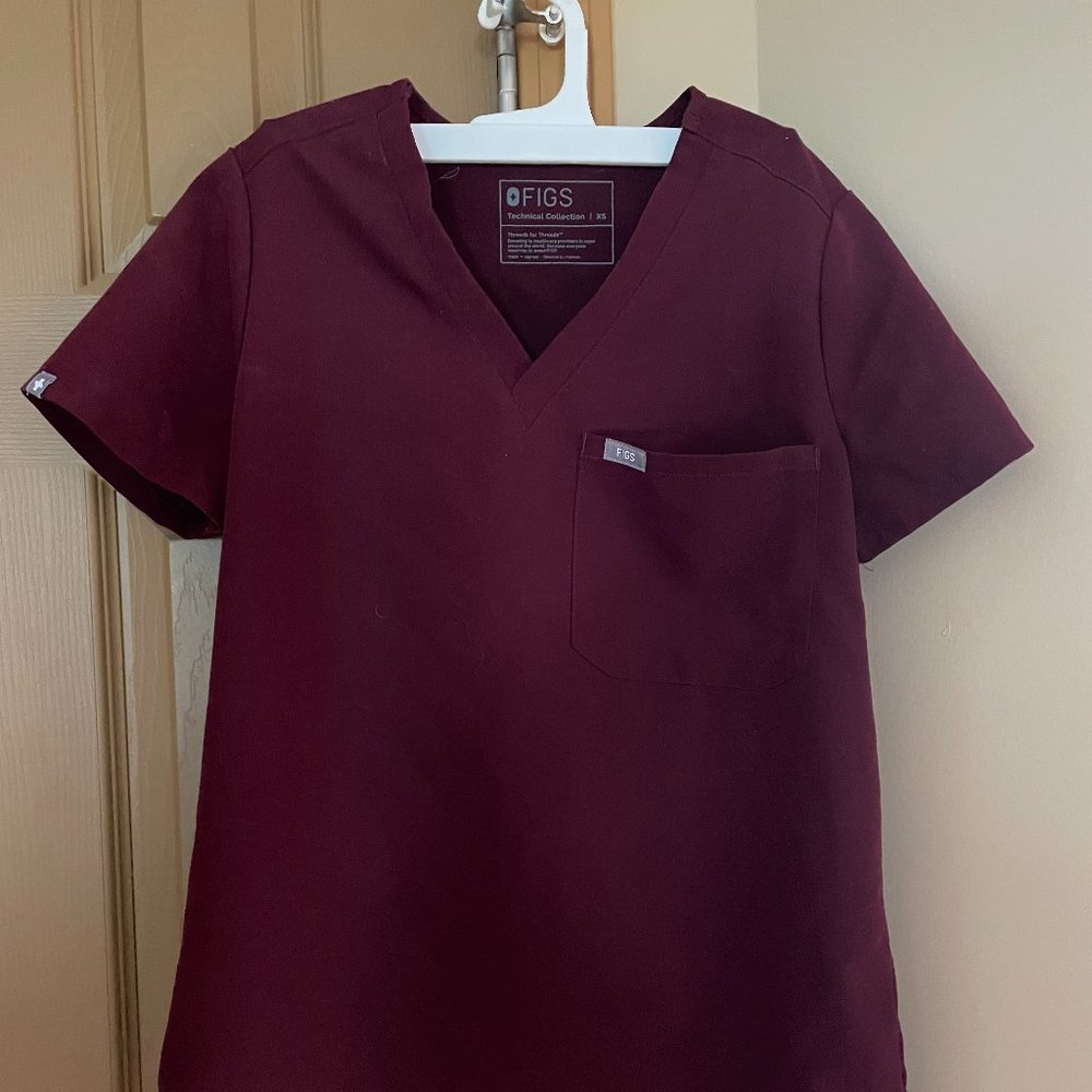 Figs Scrub Top Catarina Burgundy